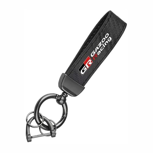 BSWNSJZT Voiture Porte Keychain pour GR Gazoo Racing, Élégant et Durable Porte-clés en Cuir de Voiture Fer à Cheval Boucle Accessoire,A-Black
