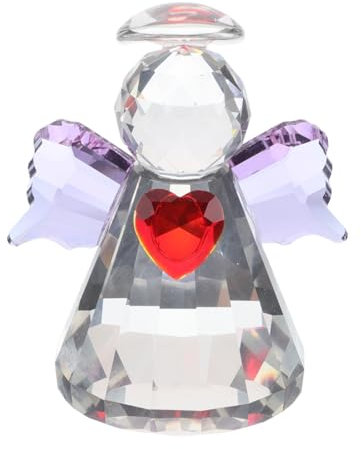 HOOTNEE Miniature Glass Angel Figurine Heart Shaped Crystal Statue for Home Elegant Paperweight for Entryway and Living Versatile Collectible Decoration