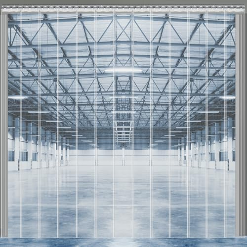 SHANNA PVC Streifenvorhang 13Stk.20x213cm Lamellenvorhang, Transparent Türvorhang, Wetterfest Wärmeschutzvorhang Thermovorhang Kälteschutz für Stallvorhang Kühlhäuser, Lagerhallen und Shops