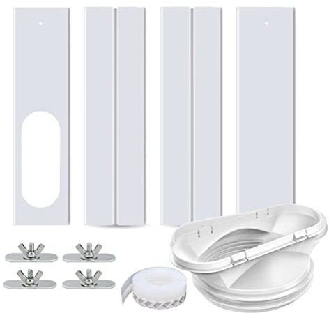 SUPYINI Portable Air Conditioner Window Kit, Air Conditioner Window Seal for 13/15cm Diameter Exhaust Pipes with 4 Sealing Plates, Lengths from 43cm to 140cm, Sliding AC Vent Kit