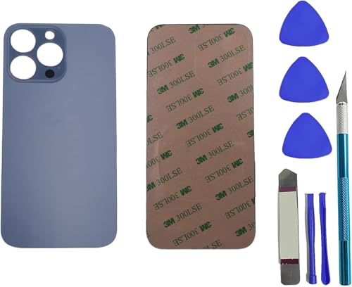Sostituzione del coperchio del vetro posteriore 13 Pro per iPhone 13 Pro Sostituzione del vetro posteriore posteriore da 6,1 '' con kit di strumenti di riparazione,Colore:Azzurro Sierra