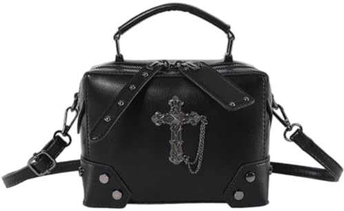 Zghhc Gothic Cross Skull Umhängetasche Für Damen Punk Nieten Crossbody Handtasche Pu Leder Umhängetasche Halloween Geldbörsen