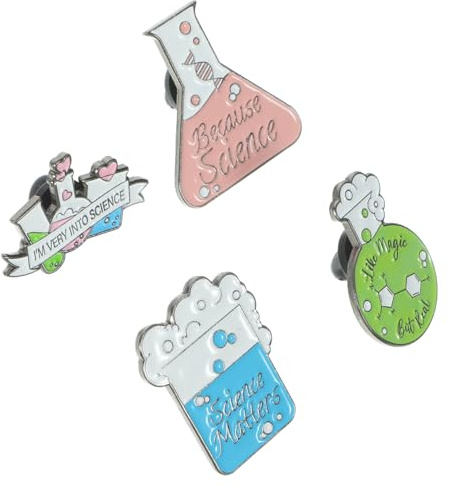 SOIMISS Lot de 4 Broches pour Femmes en Alliage à Thème Chimie, Épingle à Revers de Vêtement Créative, pour Paquet et Chapeaux