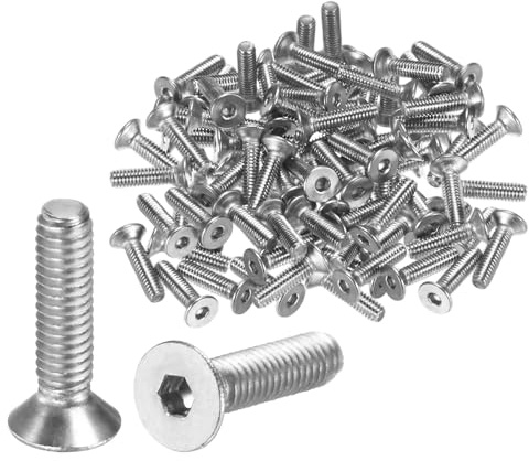 M METERXITY 100-Pack Flat Head Machine Screws M2.5x10mm | Inner Hex Socket Cap Screws 304 Stainless Steel Socket Countersunk Fasteners Bolts for Electronics/Machinery Equipment/Home