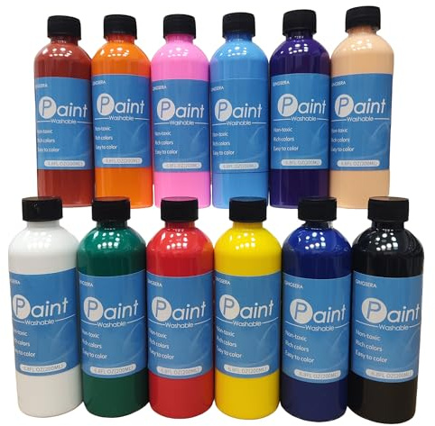 Peinture d'affiche lavable, peinture tempera, 200 ml, 12 couleurs de peintures crémeuses, pour fournitures artistiques, loisirs créatifs, peinture aux couleurs vives, fournitures de peinture