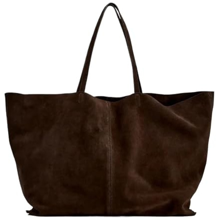 MKLHAVB GROSSE WILDLEDERTASCHE for DAMEN, Designer-Tragetasche for den Alltagsstil, Schulterhandtasche mit großem Fassungsvermögen(Chocolate)