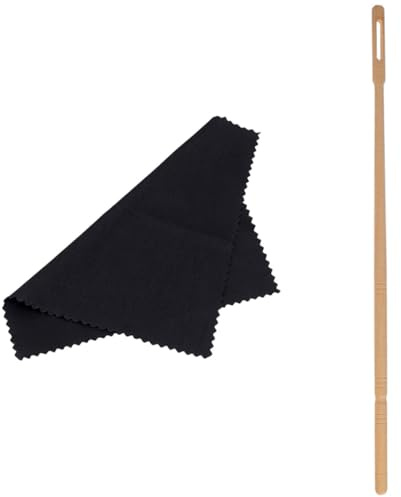 Flötenreinigungsset mit Holzstange und Tuch, Weihnachten Geschenkideen | Querflöte und Saxophonhals, Fingerprintfreie Pflege, Tragbar, Soft Touch, Bandprobe und Geburtstag