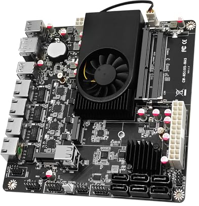 CWWK NAS Motherboard 6 Bay Pentium N6005, Mini ITX PC Mainboard M12, 2 x M.2, 4 x 2.5GbE i226V LAN, DDR4 16GB RAM 256GB NVMe SSD, 6 x SATA3.0, HD+DP, Homelab AIO/NAS/Firewall