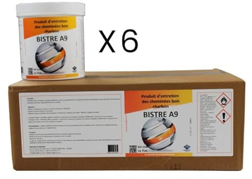 BISTRE A9 Produit d'entretien de cheminée Bois/Charbon PROGALVA - Lot de 6 pots de 1KG