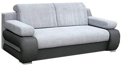 mb-moebel Sofa mit Schlaffunktion und Bettkasten Couch für Wohnzimmer Schlafsofa Schlafcouch Sofagarnitur Polstersofa Wohnlandschaft mit Bettfunktion 3 Sitzer - 206x96x82 cm - York (Grau)