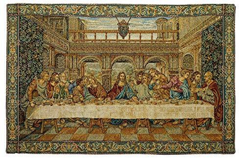 BelgianTapestries gewebter Wandbehang Gobelin Das letzte Abendmahl nach Leonardo da Vinci, 66 x 44cm