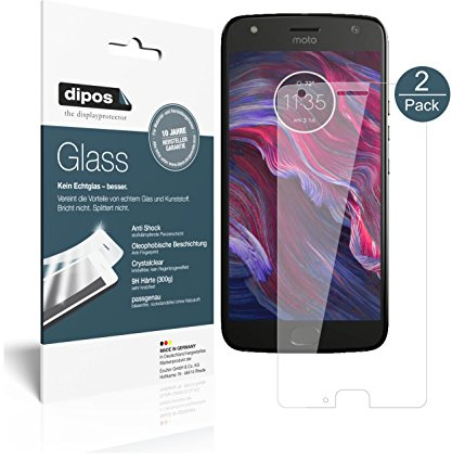 dipos I 2X Displayschutz klar kompatibel mit Lenovo Motorola Moto X4 Schutzfolie 9H Anti-Shock (1x Vorder- & 1x Rückseite)