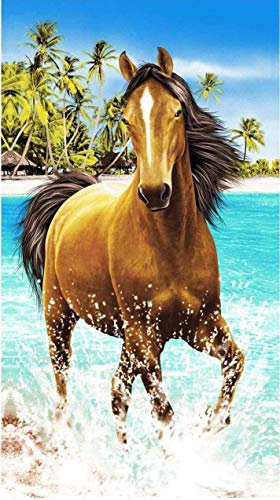 Gocher Große Bade- und Strandtücher, Pferd, Delfin, Mikrofaser, 100 x 180 cm, Badezimmer, Hotel, großes Handtuch für Erwachsene – (Pferd)