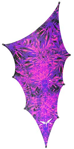 PSYWORK Schwarzlicht Segel Spandex | Goa Amethyst Deceiver Wing Left | 5,0 x 2,5m | UV-aktiv | Leuchtend | Wandtuch Wandbehang Stoff Neon Deko Party Tuch Tapestry Poster PSY