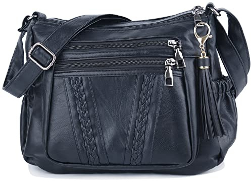 ELDA Crossbody Bags For Women Pocketbooks Soft PU Leather Purses and Handbags Multi Pocket Shoulder Bag