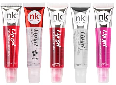 NICKA K NEW YORK, Hydrating Lip Gel Set, Assorted, Vitamin E, 5-Pack
