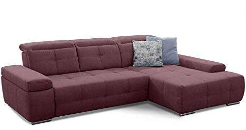 Cavadore Ecksofa Mistrel mit verstellbaren Kopfteilen, L-Form Sofa mit leichter Fleckentfernung dank Soft Clean, geeignet für Haushalte mit Kindern, Haustieren, 273 x 77 x 173, rot