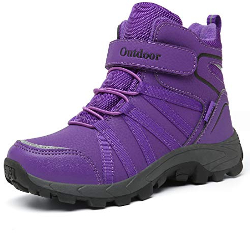 ZYLDK Kids Walking Hiking Boots Lightweigh Winter Warm Snow Non-Slip Outdoor Climbing Shoes,Purple,6.5 UK