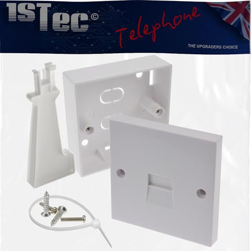 1STec 2/3a Surface Mount Telephone Extension Socket + Backbox + IDC Tool Line Jack for Creating Extra Phone Point Connections (2/3a + Back Box)