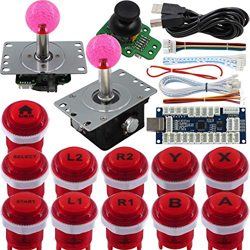 SJ@JX Arcade Game Controller 3D Gamepad Analog Stick Sensor Fly Joystick Microswitch MX LED Button USB Encoder Light Cable for PC MAME PS3 Android Raspberry Pi