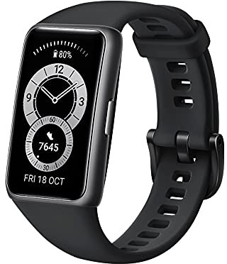HUAWEI Band 6 Montre Connectée,Écran tactile AMOLED avec Bord fin,Étanche,Suivi du Rythme Cardiaque et du Sommeil,96 Modes d'entrainement,14 jours d'autonomoie,4000+ cadrans au choix,iOS/Android,Noir