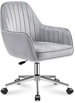 MARK ADLER Future 5.2 Grey | Drehstuhl Bürostuhl Stuhl Schreibtischstuhl Armlehne | höhenverstellbar bis 130 kg belastbar | Atmungsaktiver Samt Stoff | Homeoffice Arbeitszimmer Schlafzimmer | Grau