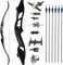 SHARROW 56 Zoll Takedown Recurvebogen Set Erwachsene 30-50 Lbs Wettbewerbsbogen BogenschießEn Bogen Pfeil Set Erwachsene Jagdbogen Sportbogen Recurve Bogen für Rechtshänder Jagd (Schwarz Set, 50Lbs)