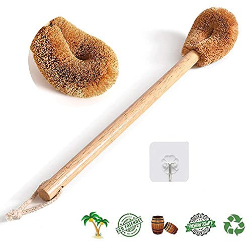 Wooden Toilet Brush, Natural Coconut Fiber Brush Head and Beechwood Handle for Bathroom Toilet, Deep Cleaning Toilet Scrubber Brush, Toilet Cleaning Brush, Eco Friendly Cleaning Products