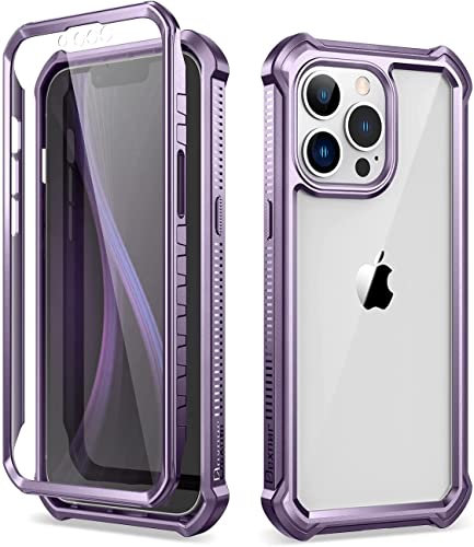 Dexnor for Apple iPhone 13 Pro Max Case(6.7 inch), 360 Degree Full Body Shockproof Front and Back Protective Cover with Built-in Screen Protector - Dark Purple