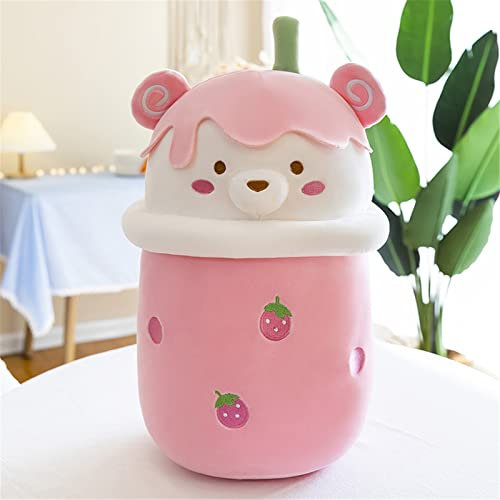 EXQULEG Bubble Tea Plüschtier Boba Kuscheltier, Cartoon Plüsch Puppen Softpuppe Teetasse Kissen Plüsch Spielzeug für Kinder Mädchen (Rosa,40cm)