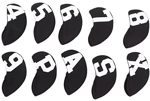 FOFY Iron Club Head Cover Set, Delicate and Durable Thick Soft Neoprene 10pcs/set Iron Head Cover to Protect Club black and white