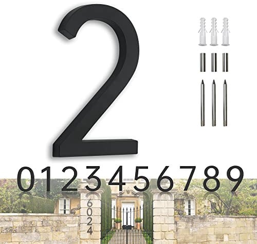 YLYOUNI Numeros Casa Exterior Modernos Negro 17,50cm,Números Flotantes Casa Exterior Acero Inoxidable 3D,Numeros para Puerta de Casa para Buzon,Hotel,Jardín,Calle- Número 2
