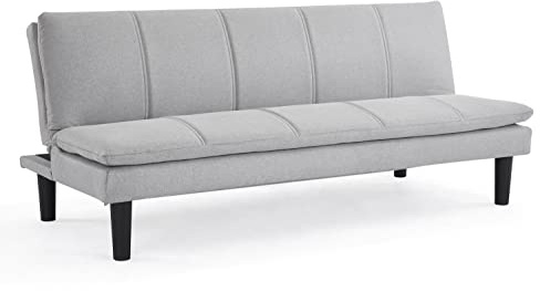 Home Detail Pearse 3 Seater Sofa Bed, Light Grey Fabric | Sofabed, Clic Clac, Double Stitch