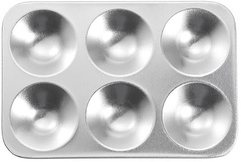 sourcing map Paint Palette Tray 5 x 3.4 6 Wells Aluminum Rectangle Paint Mixing Pallet for Acrylic Oil Watercolor Artist DIY Painting