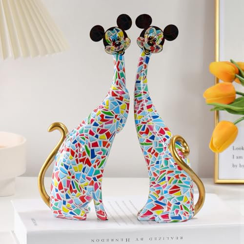 EIN Paar Harzkatzen Kunstharz Katzen Deko Figur Statue Geschenk für Katzenliebhaber - Home & Office(Graffiti)