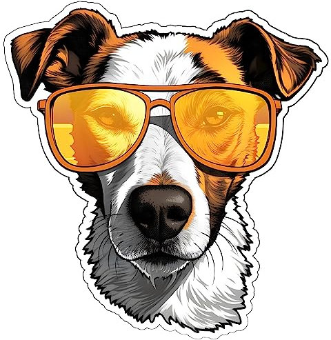 Jack Russell Terrier mit Sonnenbrille Aufkleber Autoaufkleber für Motorrad Fahrrad Roller oder Auto Sticker Fahrrad Mtb Mountainbike Rennrad Hund Dog (19x20cm Jack Russell Terrier mit Sonnenb)