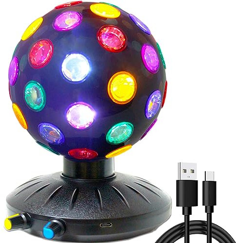 Spinning Discokugel LED Nachtlicht Projektor 360° Drehgeschwindigkeit/Helligkeit Einstellbare Lampe für Partys, Beleuchtung, Halloween, Weihnachten, Geburtstag, Urlaub, Club, Bar (USB/Batteriebetrieb)