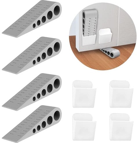 Winter Shore Fermaporte in Gomma Neri con Supporti [4 Pezzi] - Blocco Porta Resistenti per Spazi Fino a 3 cm - Impedisce lo Sbattimento delle Porte, Funziona su Moquette, Piastrelle, Legno e Non Solo