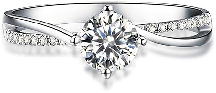 BEBEWO 9/14/18 ct Weißgold Verlobungsring mit runder Schliff und Unendlichkeitszeichen, 1 Karat Moissanite Hochzeitsring für die Gravur des Versprechensnamens.