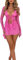 M9ppzzur7 Women Sexy 2 Piece Outfit Set Summer Lace Low-Cut Tie-Up Front Long Sleeve Ruffles Crop Tops Mini Skirt 2 Pieces Clothes Set (Pink, M)
