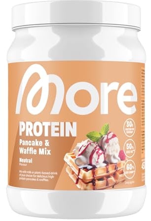 MORE Protein Pancakes and Waffle Mix, Neutral, 450 g | Ohne Zuckerzusatz für fluffig leckere high-Protein-Pancakes - made in Germany
