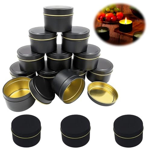 HJYDGJ Lot de 15 boîtes à bougies vides avec couvercle, avec couvercle, boîtes vides pour bougies, couvercle à visser 50 x 40 mm, pour fabrication de bougies, artisanat, bijoux, bougies