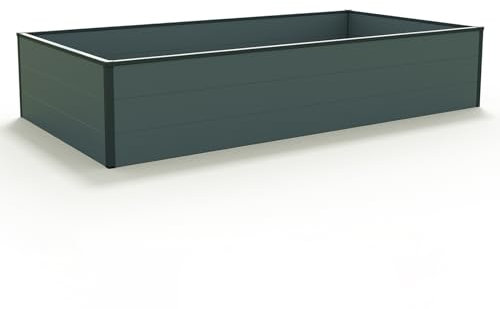 GFP HALFSIZE Aluminium Hochbeet - Platzsparendes & Stabiles Gartenbeet in Anthrazit - 195 x 99 x 39 cm - Ideales halbhohes Modell für Familien-Gartenspaß