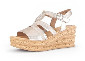 Gabor Damen Keilsandalen, Frauen Sandalen,Best Fitting,Keilsandaletten,Keilabsatz,Wedge-Heel,Sommerschuhe,Puder/Desert,39 EU / 6 UK