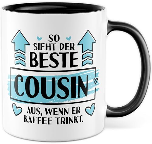 Tasse Cousin Geschenk So sieht der beste Cousin der Welt aus, wenn er Kaffee trinkt, Kaffeetasse Cousine Tante Onkel, Geschenkidee Junge Familie Verwandtschaft Kaffee-Becher