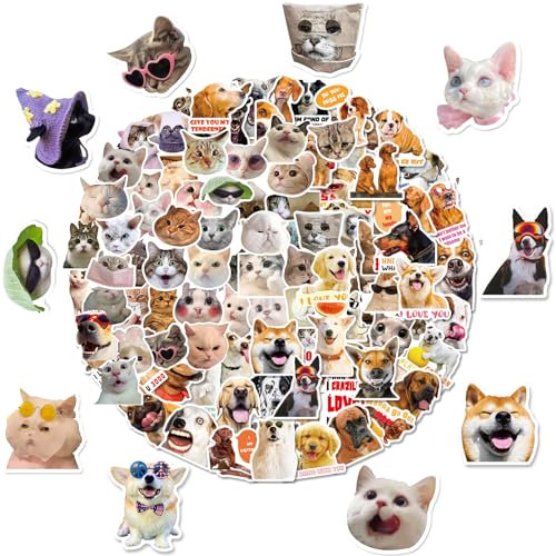 BDSHUNBF 200 Stück Tiere Aufkleber, Wasserfeste Vinyl Stickers für DIY Dekoration, Katzen- und Hundeaufkleber, für Laptop Skateboard Fahrrad Gepäck Motorräder Koffer