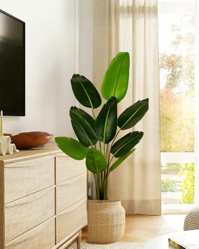 Leflos 150cm Planta Artificial Ave del paraíso con 10 Hojas Ajustables, Strelitzia Reginae Aiton Viva, sólo para Uso Interior, 1 Pieza