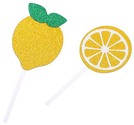 ABOOFAN 24St Zitronen-Kuchen-Topper Torte Picks Tortenaufsatz Zitronendekorationen babyshowerparty partyartikel Ornament Golddekor Zitronen-Babyparty-Dekorationen Obst