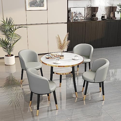 Esstisch-Set für Zuhause oder geschäftlichen Empfang, Esszimmer-Möbel-Set für Zuhause, Kaffee, Milch, Tee, Tisch und Stuhl, platzsparender Schönheitssalon, Kino, Verhandlungstisch (Farbe: Hellgrau)