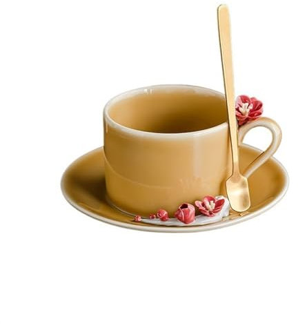 XXAD553TY Juego de Taza de Té y Café Vintage Juego de Tazas de café Creativas de cerámica con Forma de Flor, exquisitas Tazas de café con Leche, Tazas de té Colgantes for Las Orejas Taza(Color:D